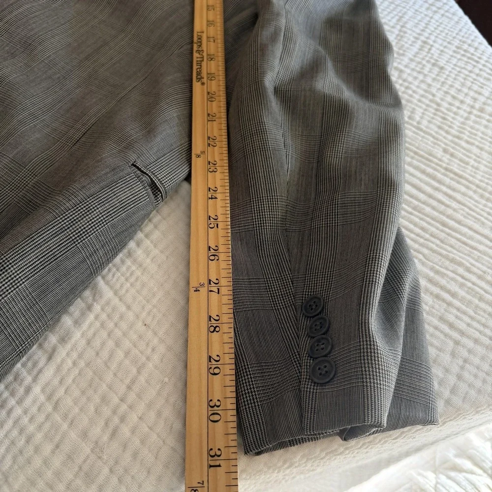 Vintage Cricketeer 2 Piece Suit Mens L Gray Plaid Double Breasted 34x31 USA 90s